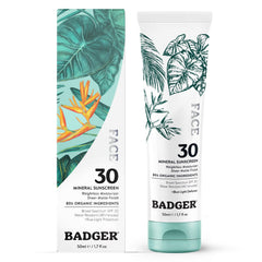 Badger crème solaire visage minérale, zinc oxide, SPF 30, texture légère