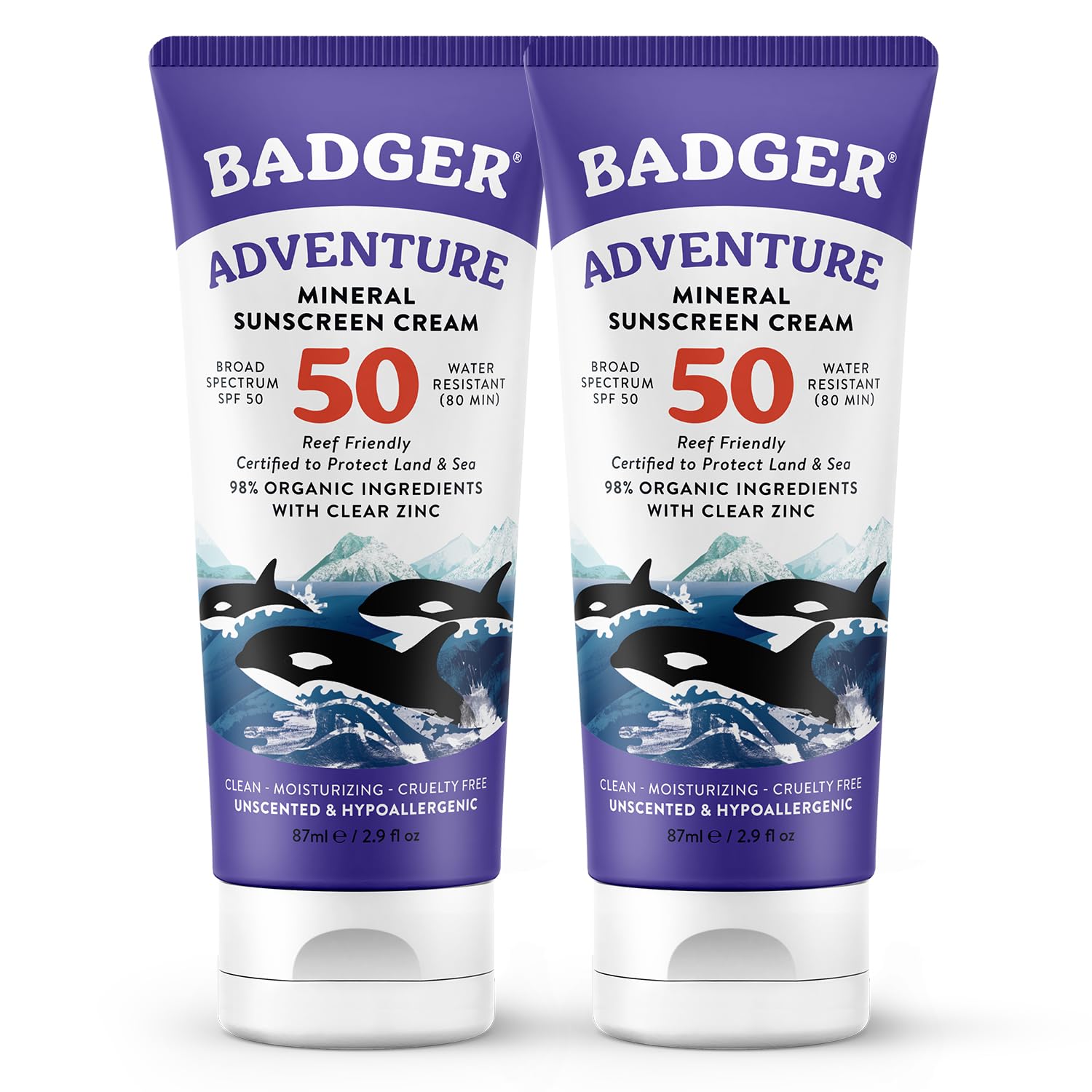 Badger crème solaire zinc oxide emballage avant protection naturelle et écologique