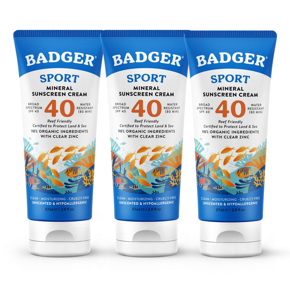 Badger écran solaire minéral SPF40 sport, bouteille pratique