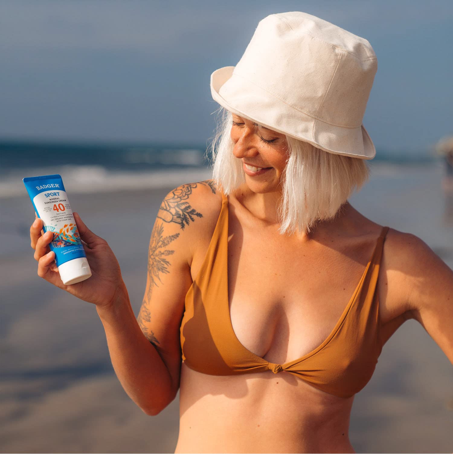 Badger crème solaire respectueuse des récifs, sans oxybenzone.