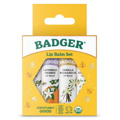 Baume Badger Classic mandarine – hydratation durable pour lèvres sèches.
