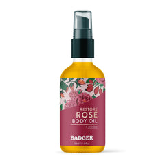 Badger huile pour le corps rose, bouteille en verre, hydratation nourrissante et durable