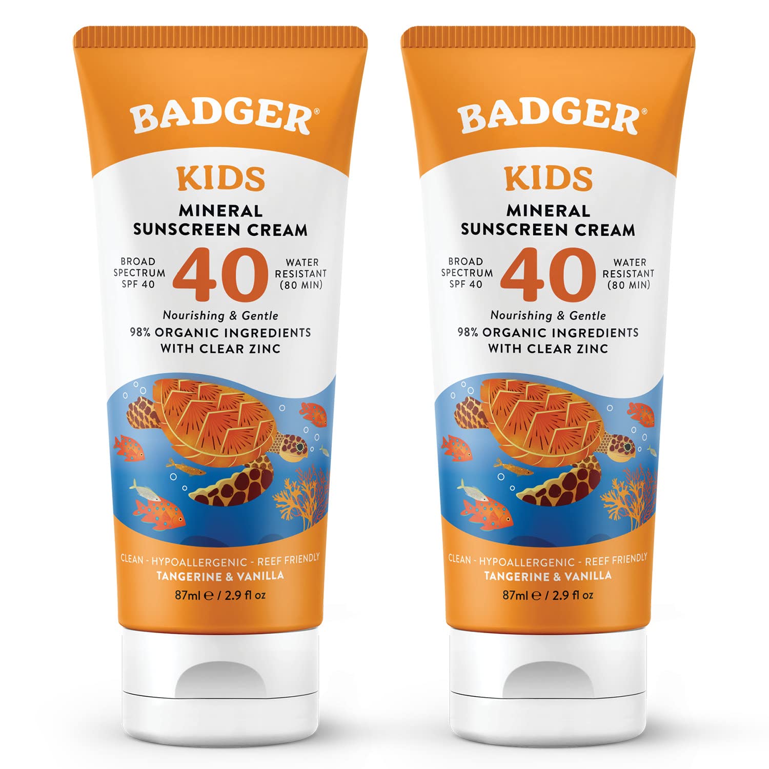 Badger Kids crème solaire minérale SPF40, bouteille ensemble, protection durable pour enfants.