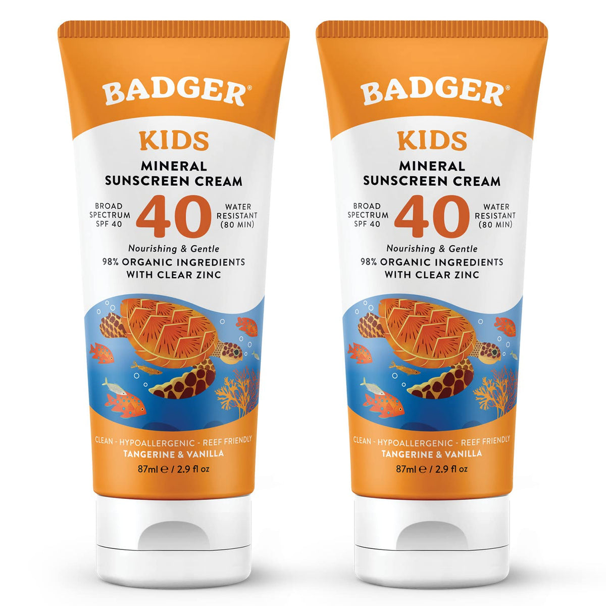 Badger Kids crème solaire minérale SPF40, bouteille ensemble, protection durable pour enfants.
