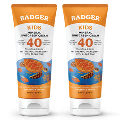 Badger Kids crème solaire minérale SPF40, bouteille ensemble, protection durable pour enfants.