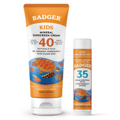 Badger Kids crème solaire minérale SPF40 en bouteille, protection naturelle pour peau sensible