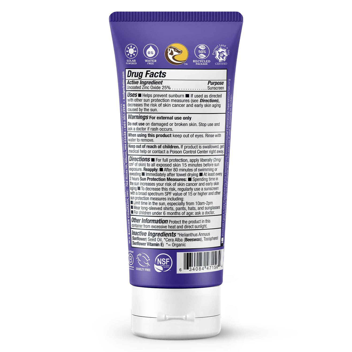 Badger mineral sunscreen spreads clear for smooth, streak-free coverage.