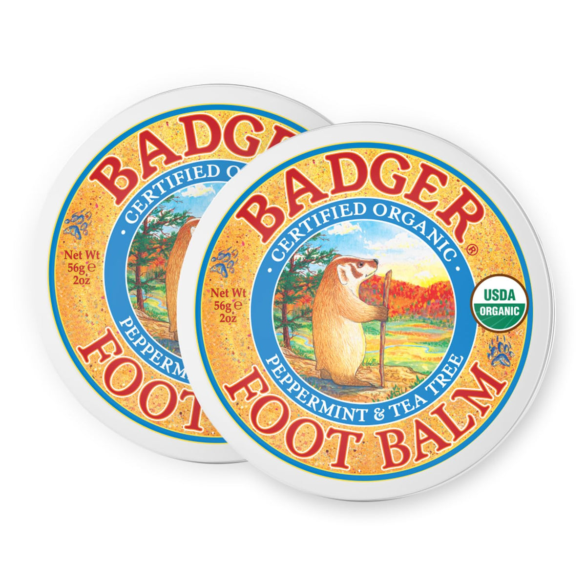 Baume Badger pour pieds dans son pot de 2 oz, hydratation durable
