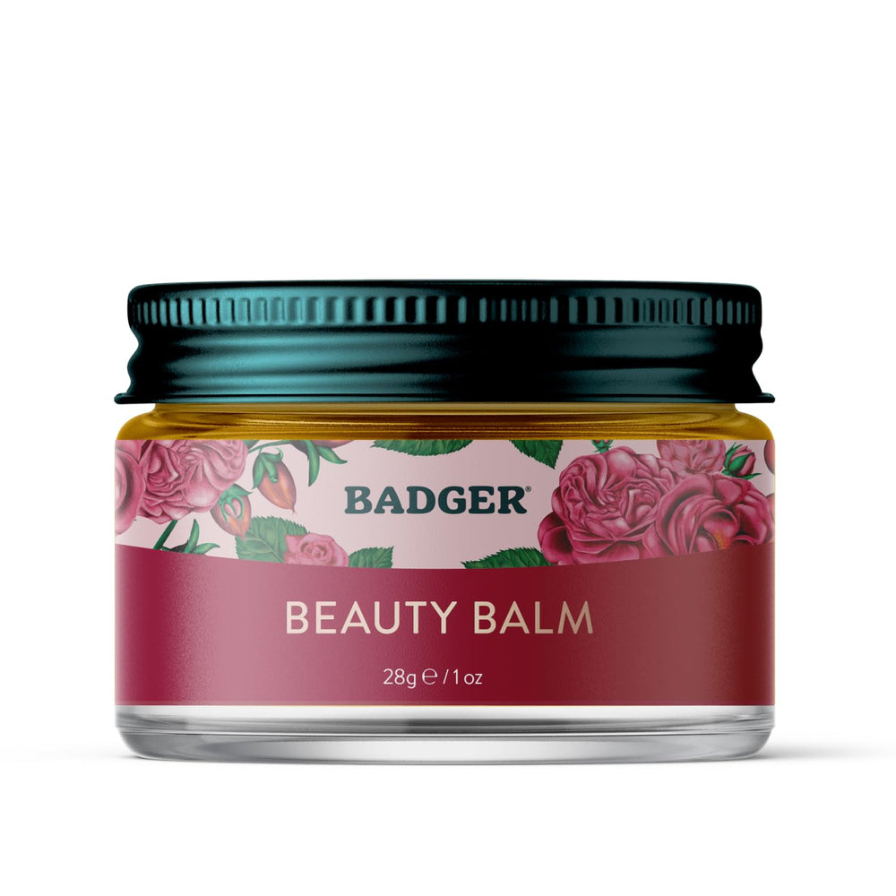 Badger Rose Beauty Balm en pot, hydratation intense pour le visage.