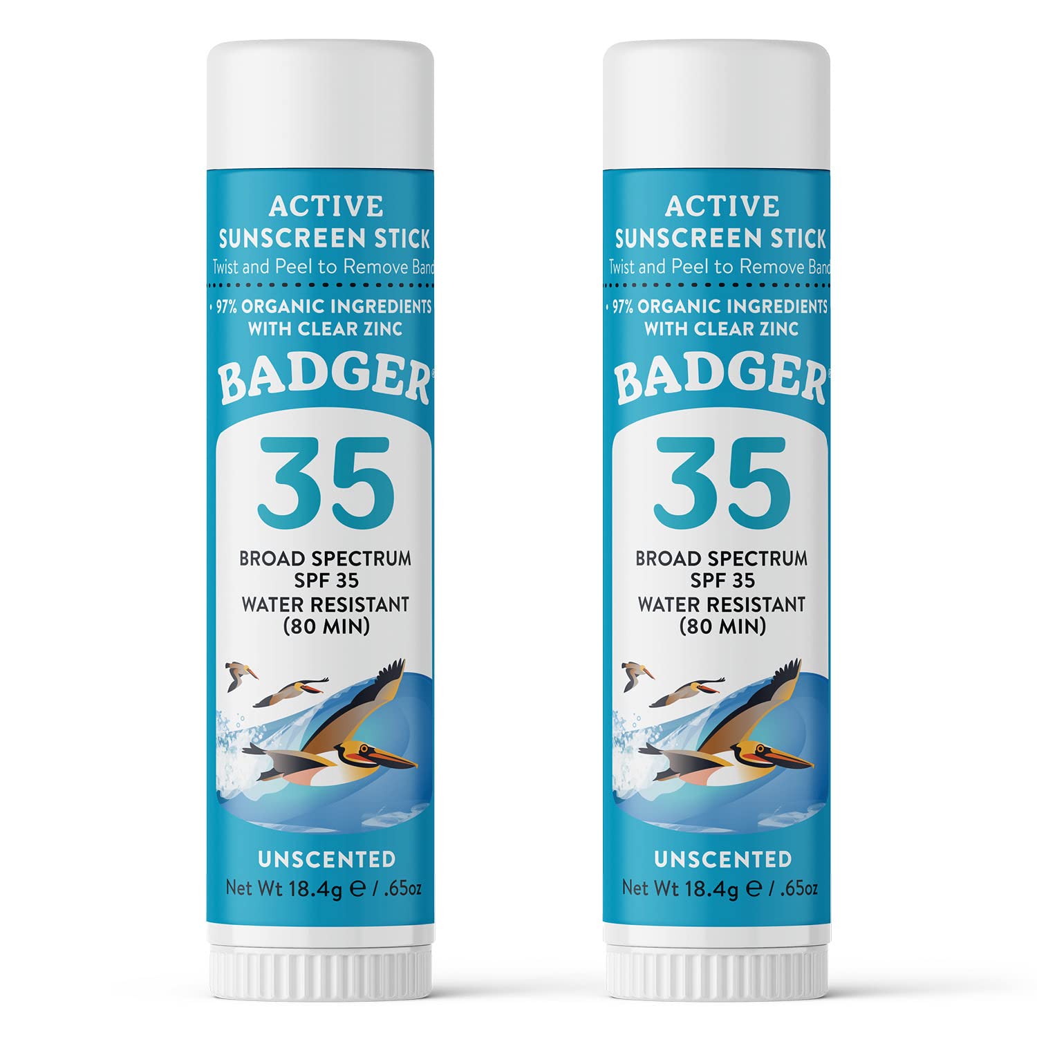 Badger stick solaire minéral visage SPF35, protection rapide et douce