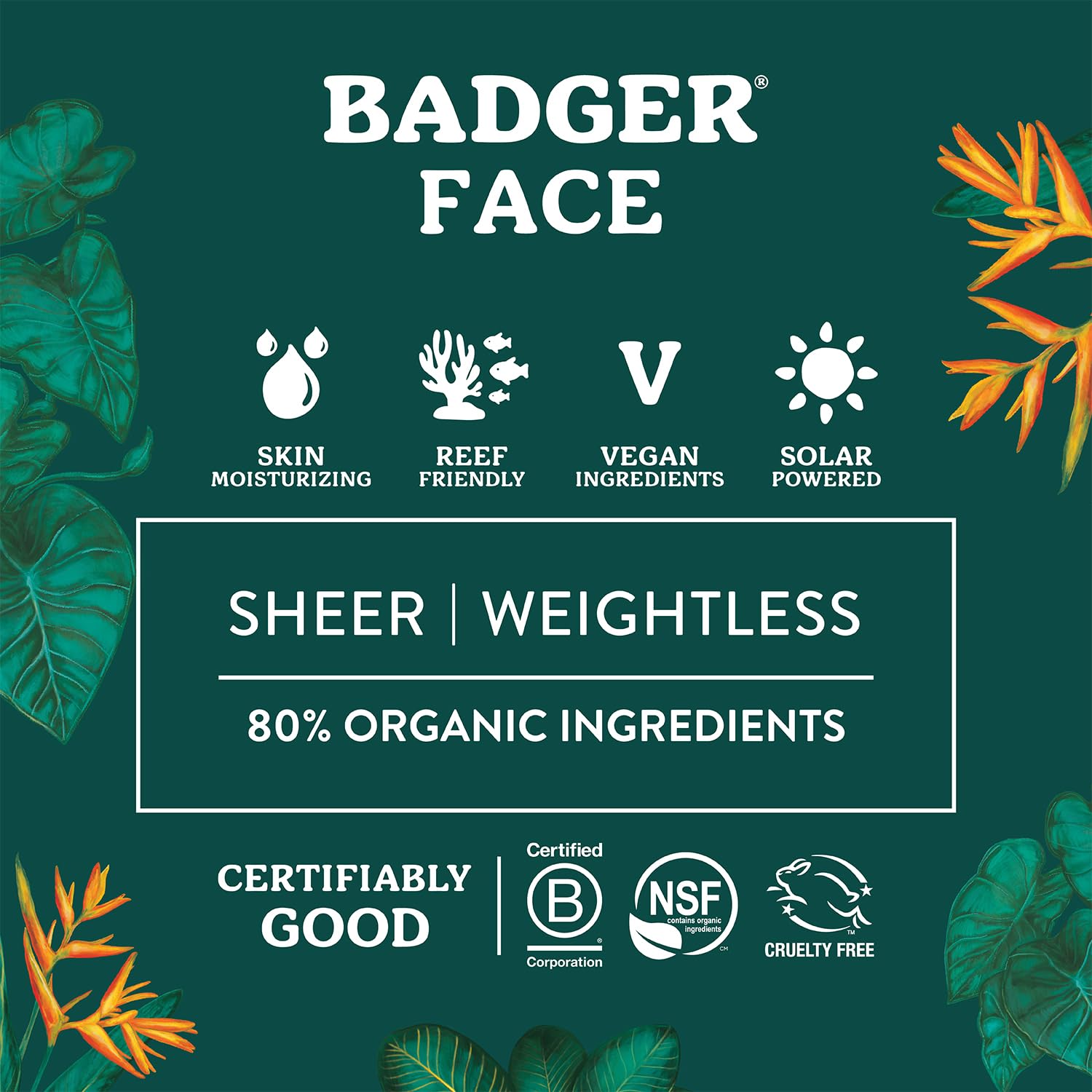Badger oxyde-de-zinc-visage – application légère, parfum neutre pour tous types de peau