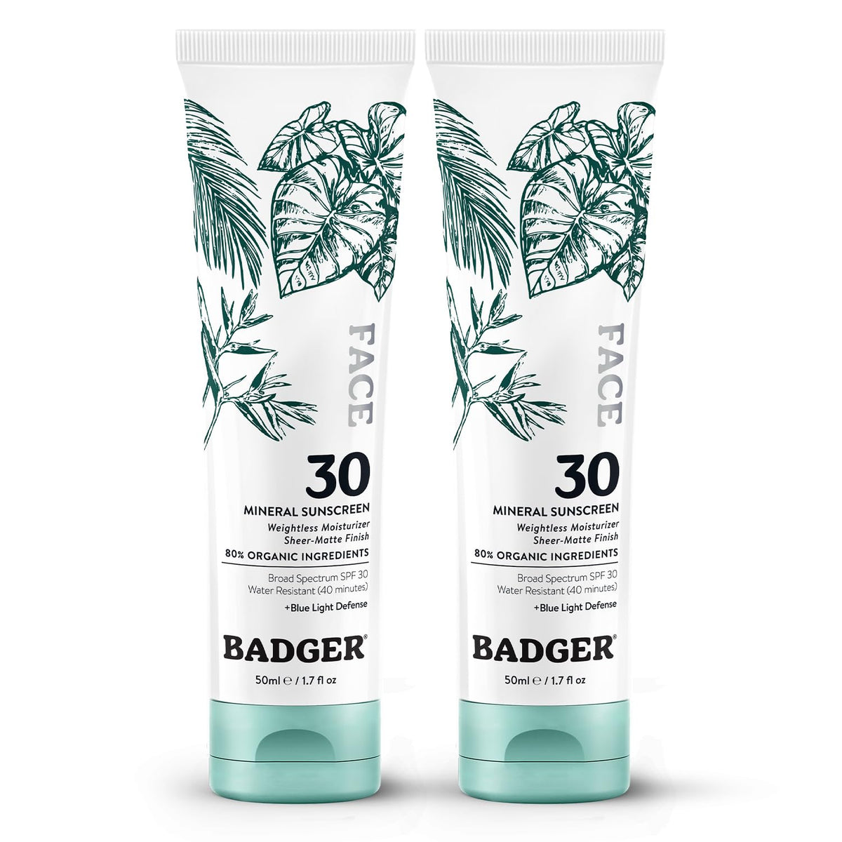 Badger zinc oxide visage – bouteille ensemble 2-pack, pratique pour voyage et usage quotidien