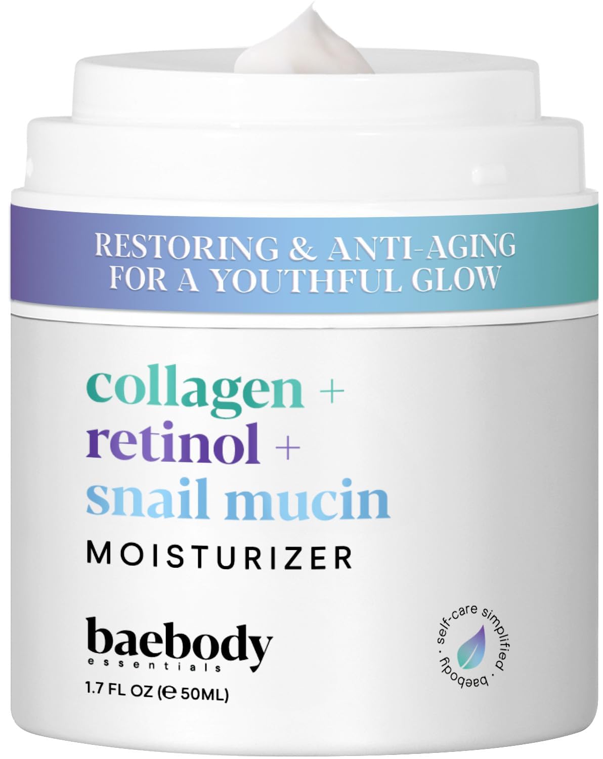 Baebody crème visage pompe, hydratation durable pour peau douce et souple.