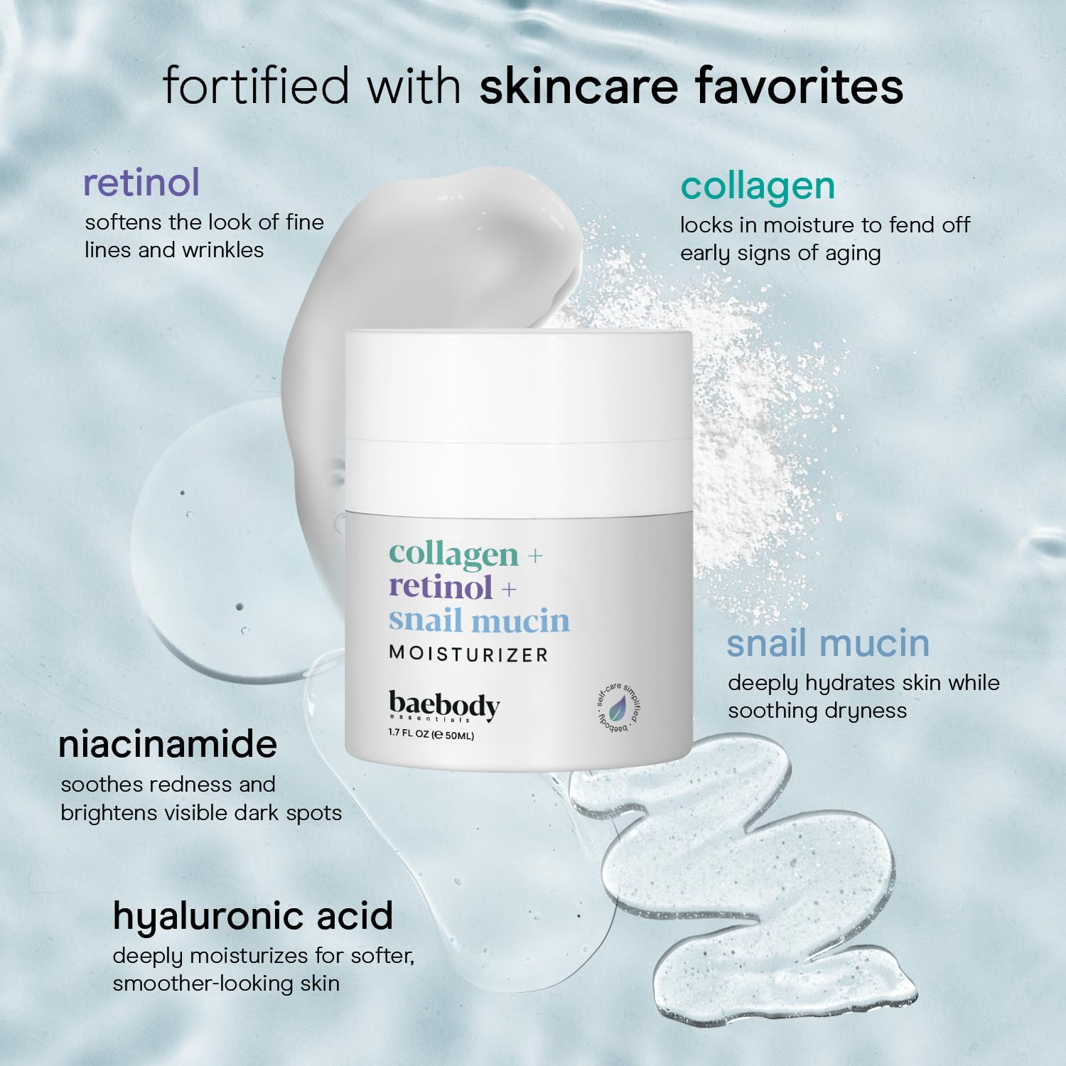Baebody crème visage texture légère, absorption rapide après application.
