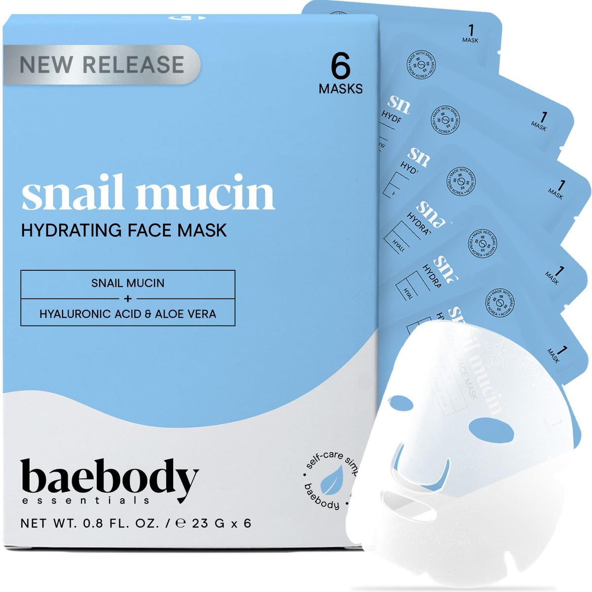 Baebody masque visage mucine escargot emballage pratique pour voyage et hydratation