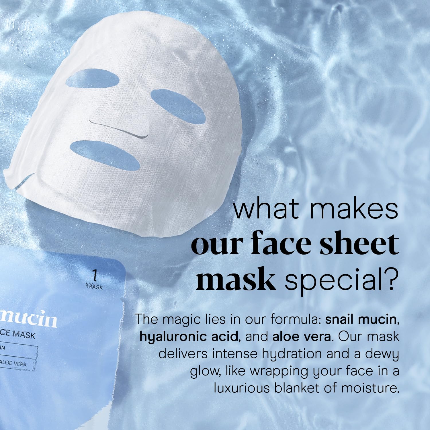Baebody masque visage mucine escargot essence - texture légère qui pénètre rapidement pour hydrater