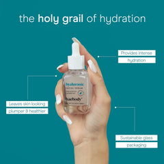 Avant-après avec Baebody Hyaluronique, peau repulpée et éclat naturel.