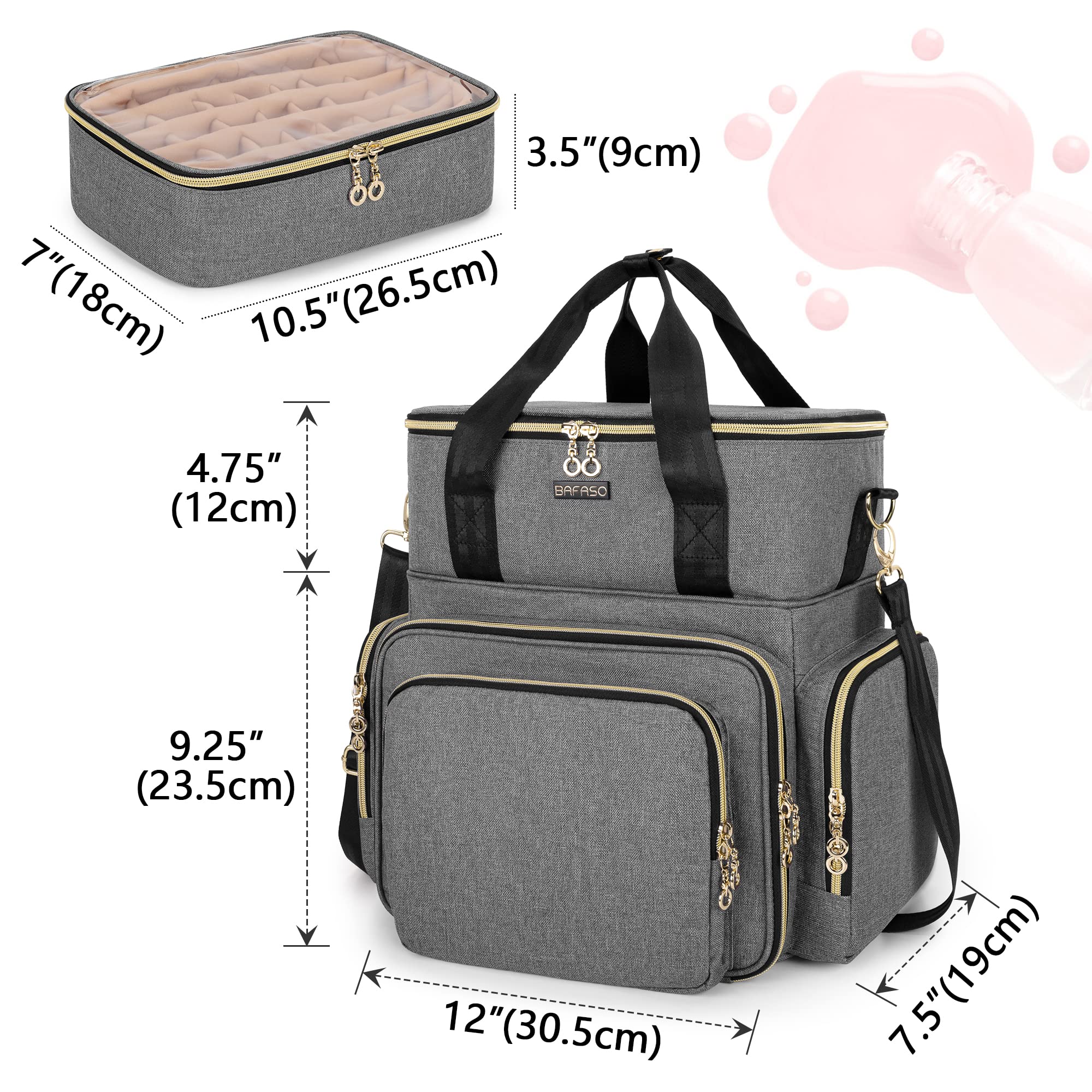 BAFASO dimensions fermées 12 pouces x 7,5 pouces x 14 pouces, voyage