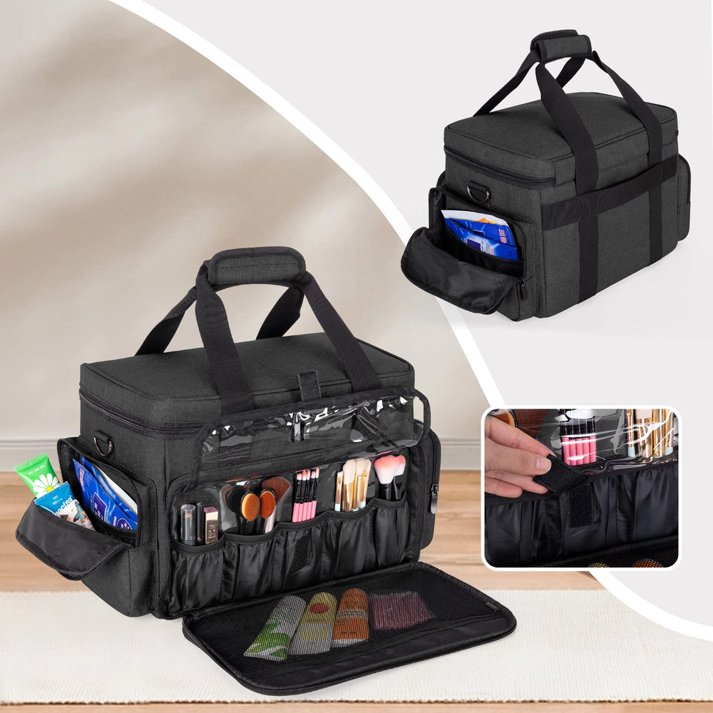 BAFASO grand sac maquillage – emplacements avant pour pinceaux et accessoires