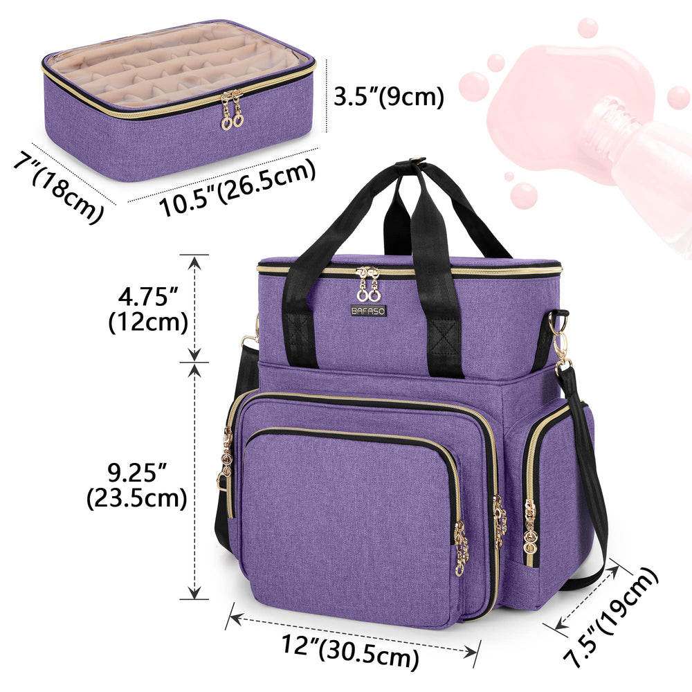 BAFASO Organisateur Vernis Double-Couche, bandoulière réglable pour transporter facilement.