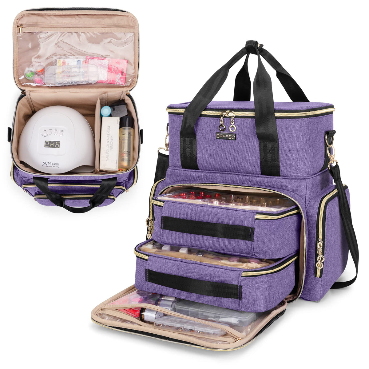 BAFASO Organisateur Vernis Double-Couche, vue ferme, protège les flacons lors du transport.