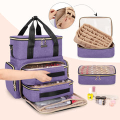 BAFASO Organisateur Vernis Double-Couche, intérieur montrant 70 emplacements pour bouteilles de 15 ml.