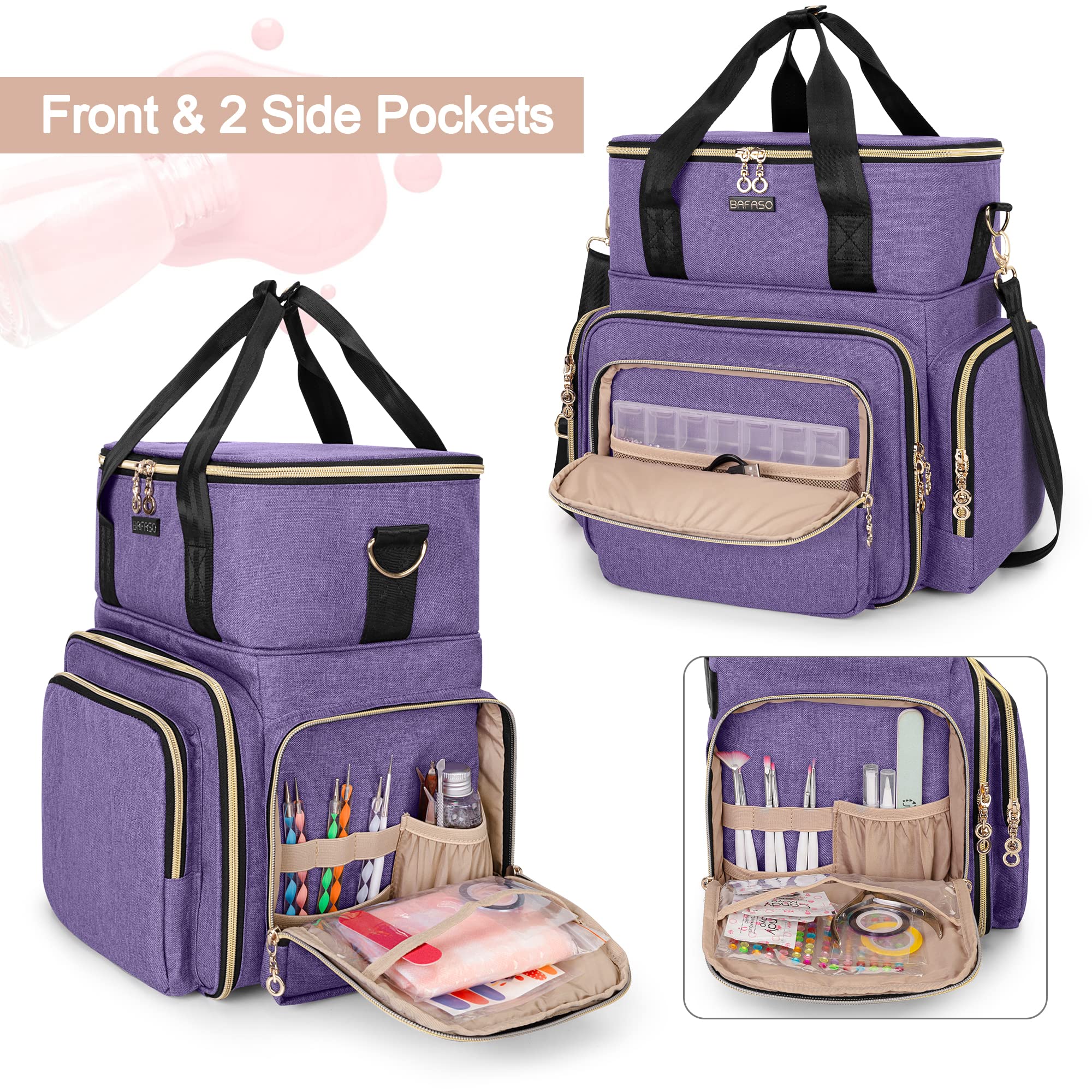 BAFASO Organisateur Vernis Double-Couche, poches latérales pour outils et accessoires.