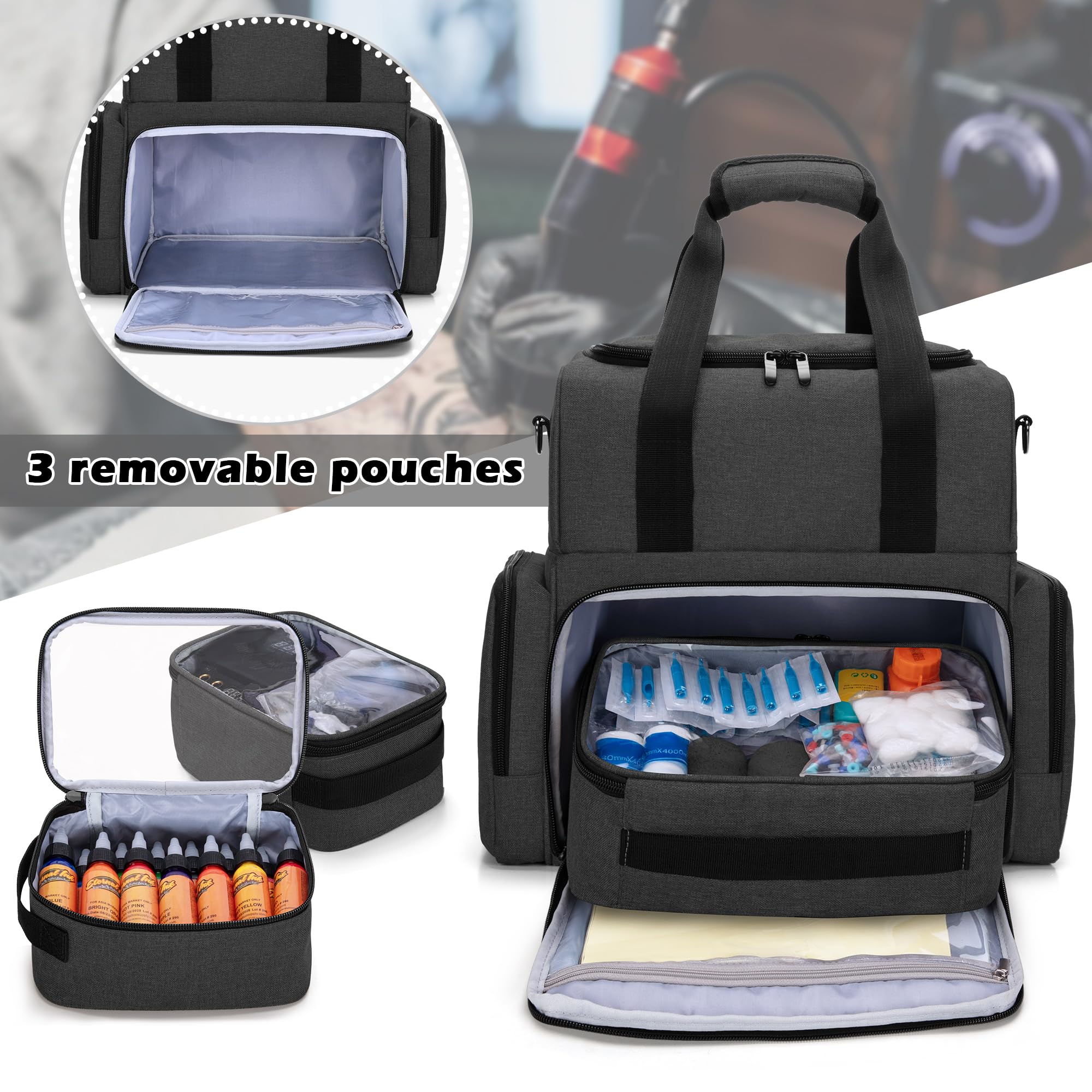 BAFASO poches transparentes intérieures, rangement clair pour encres et outils.