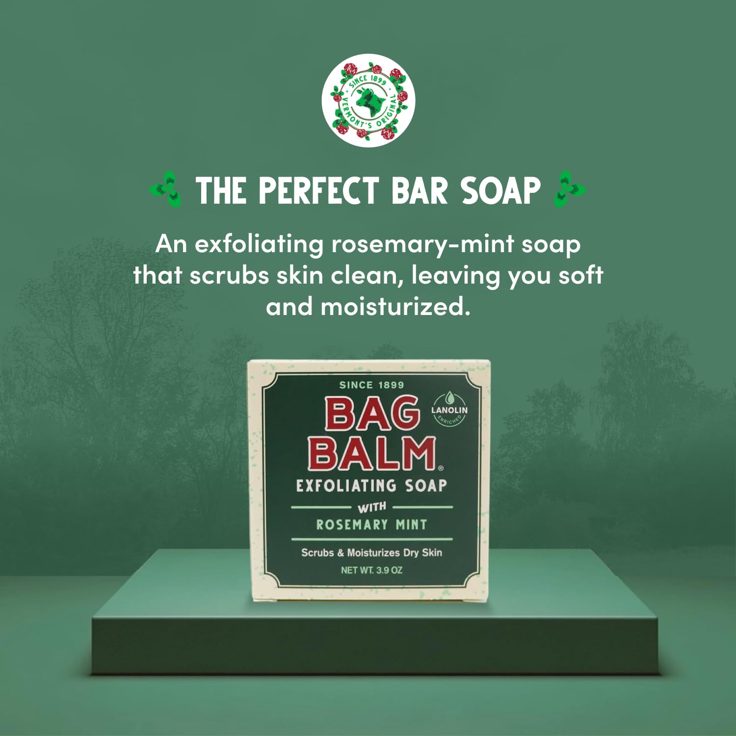 Bag Balm savon exfoliant romarin menthe – texture riche pour peau sèche