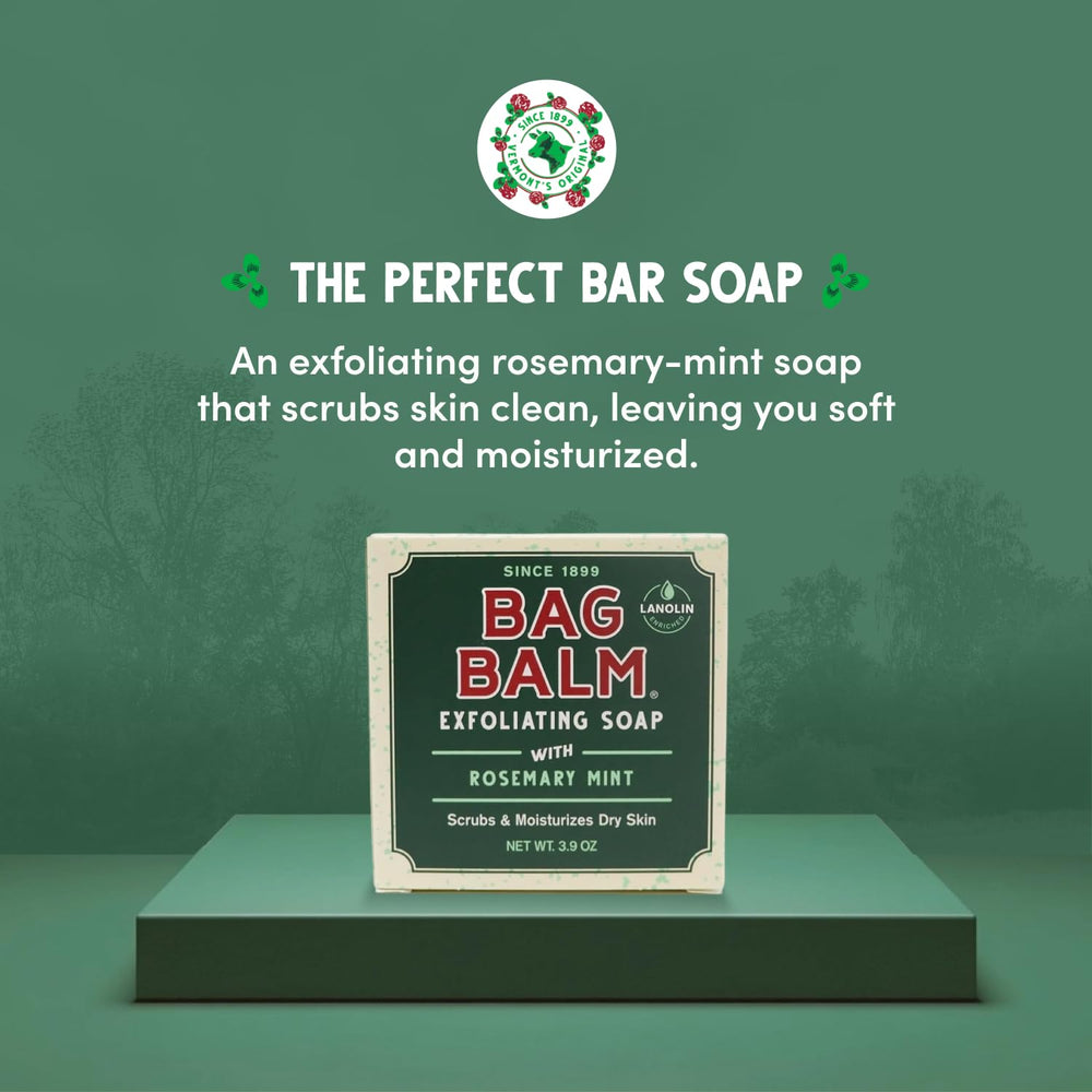 Bag Balm savon exfoliant romarin menthe – texture riche pour peau sèche