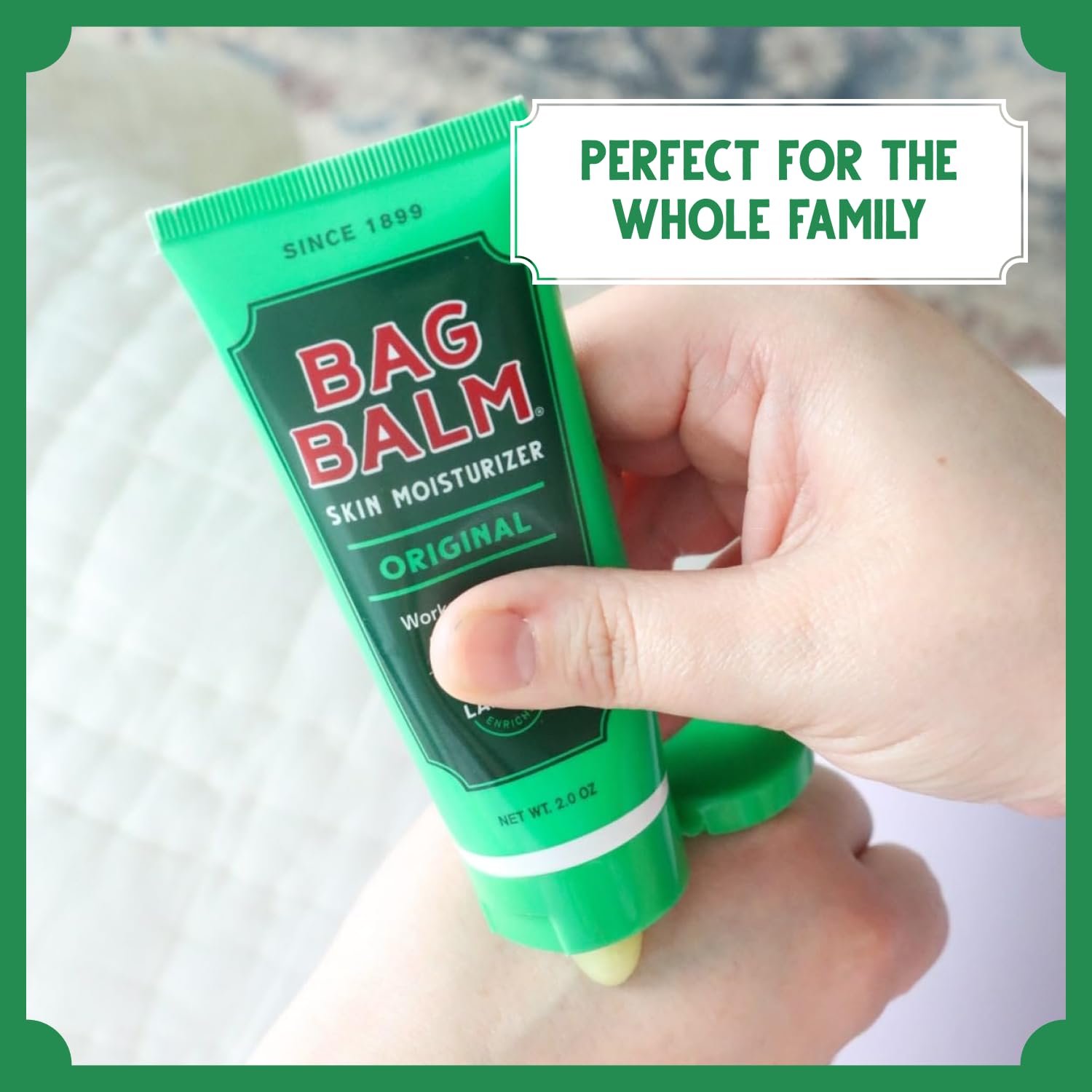 Bag Balm Utilisation générale : soin polyvalent pour peau sèche et irritations.
