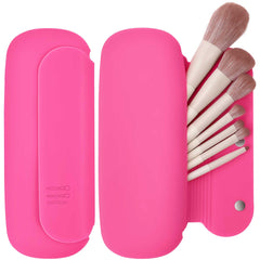 BAGCRAZY Étui pinceaux silicone voyage rose rouge, rangement sûr et élégant.