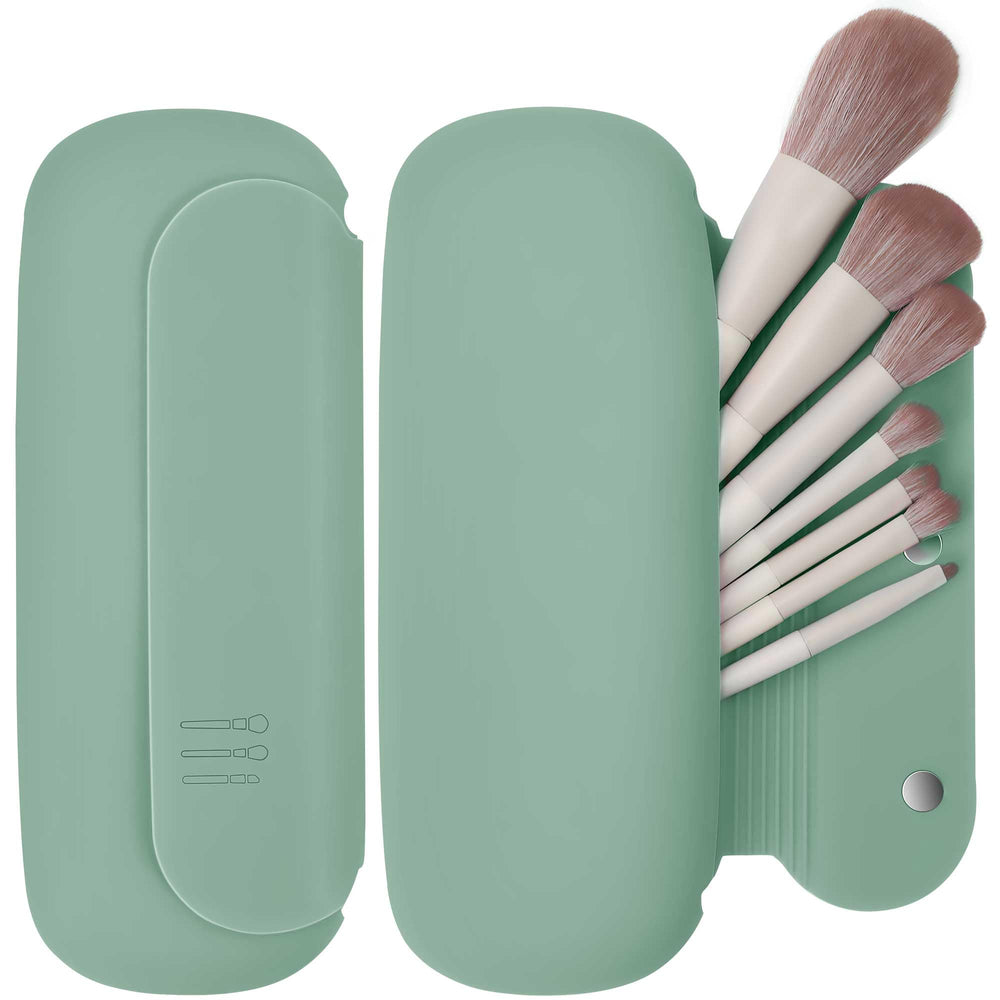BAGCRAZY étui pinceaux voyage en silicone, fermeture magnétique sécurisée pour voyager sans fuite.