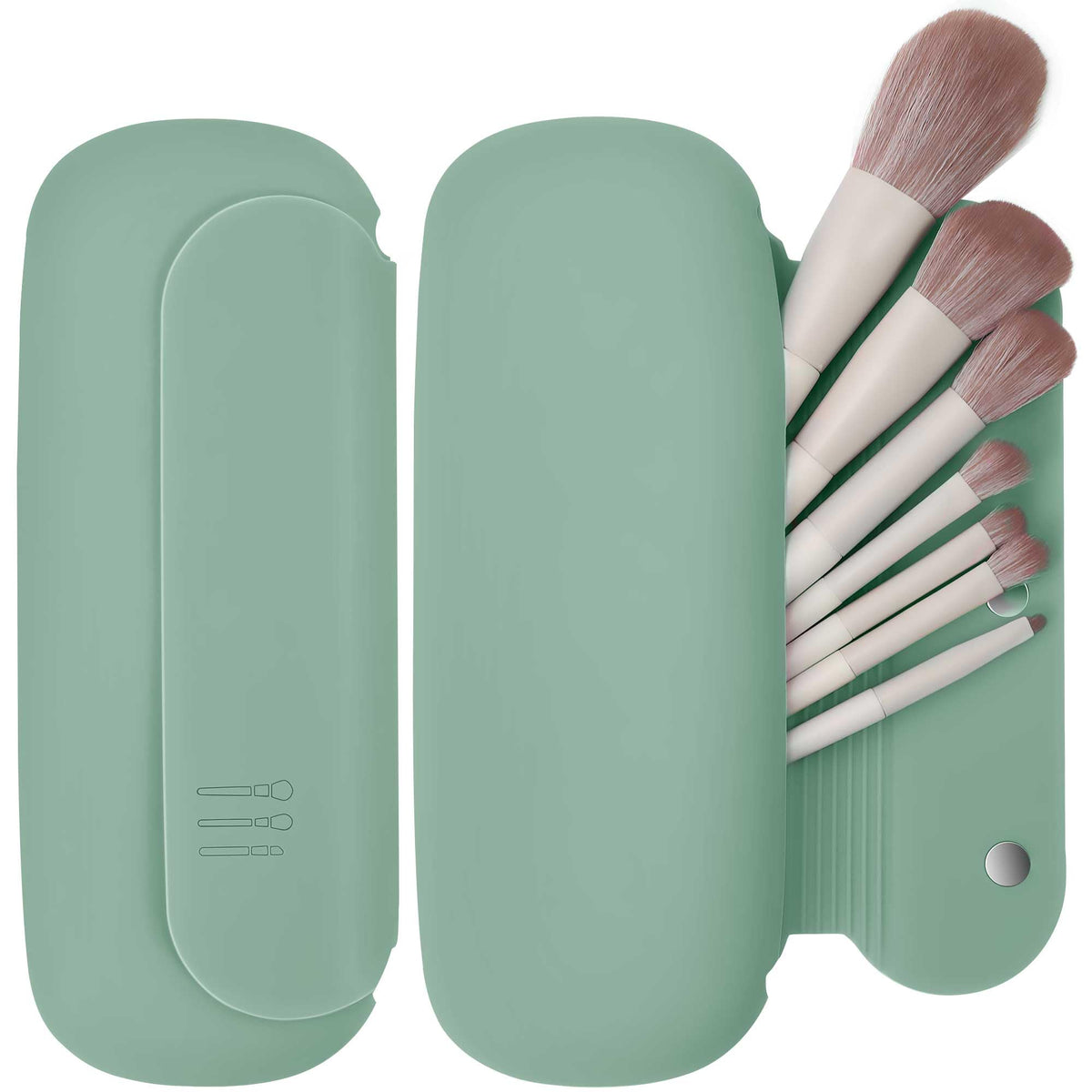 BAGCRAZY étui pinceaux voyage en silicone, fermeture magnétique sécurisée pour voyager sans fuite.