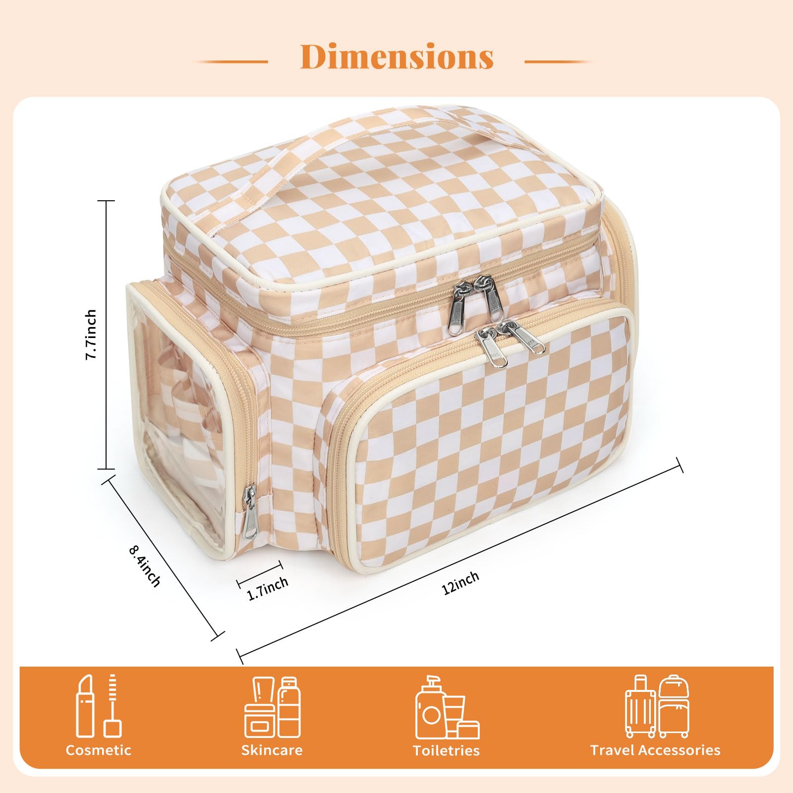 Bagmoly sac maquillage poches latérales : rangements de voyage pratiques