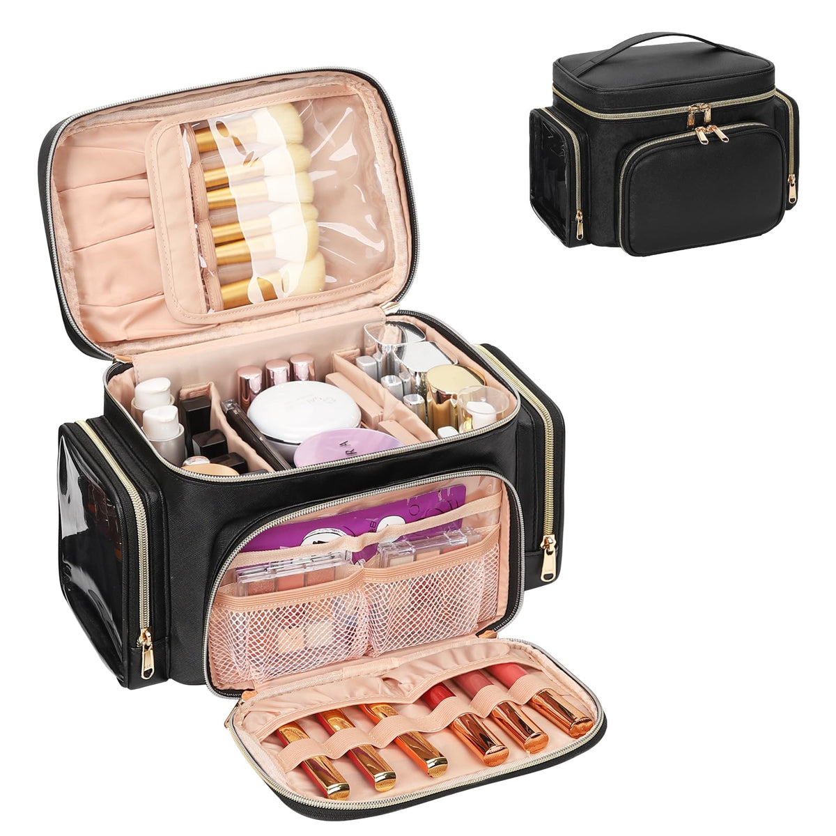 Bagmoly Grand Trousse Maquillage Portative, grande capacité pour vos essentiels.