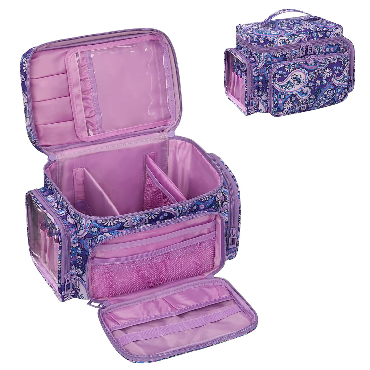 Bagmoly Grand Trousse Maquillage Portable montrant l'espace principal spacieux pour voyage.