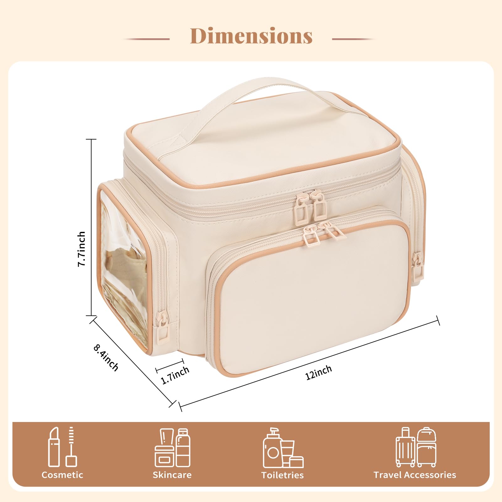 Bagmoly Sac Maquillage Fermetures doubles assurant sécurité et durabilité.