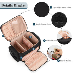 Bagmoly sac-maquillage-voyage-fermetures-doublees: fermeture robuste pour transport sûr