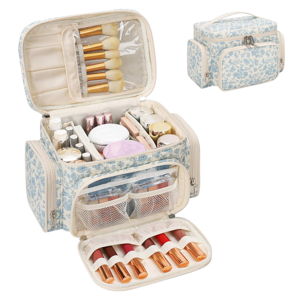 Bagmoly trousse maquillage coton fleurs matelassé pour rangement élégant.