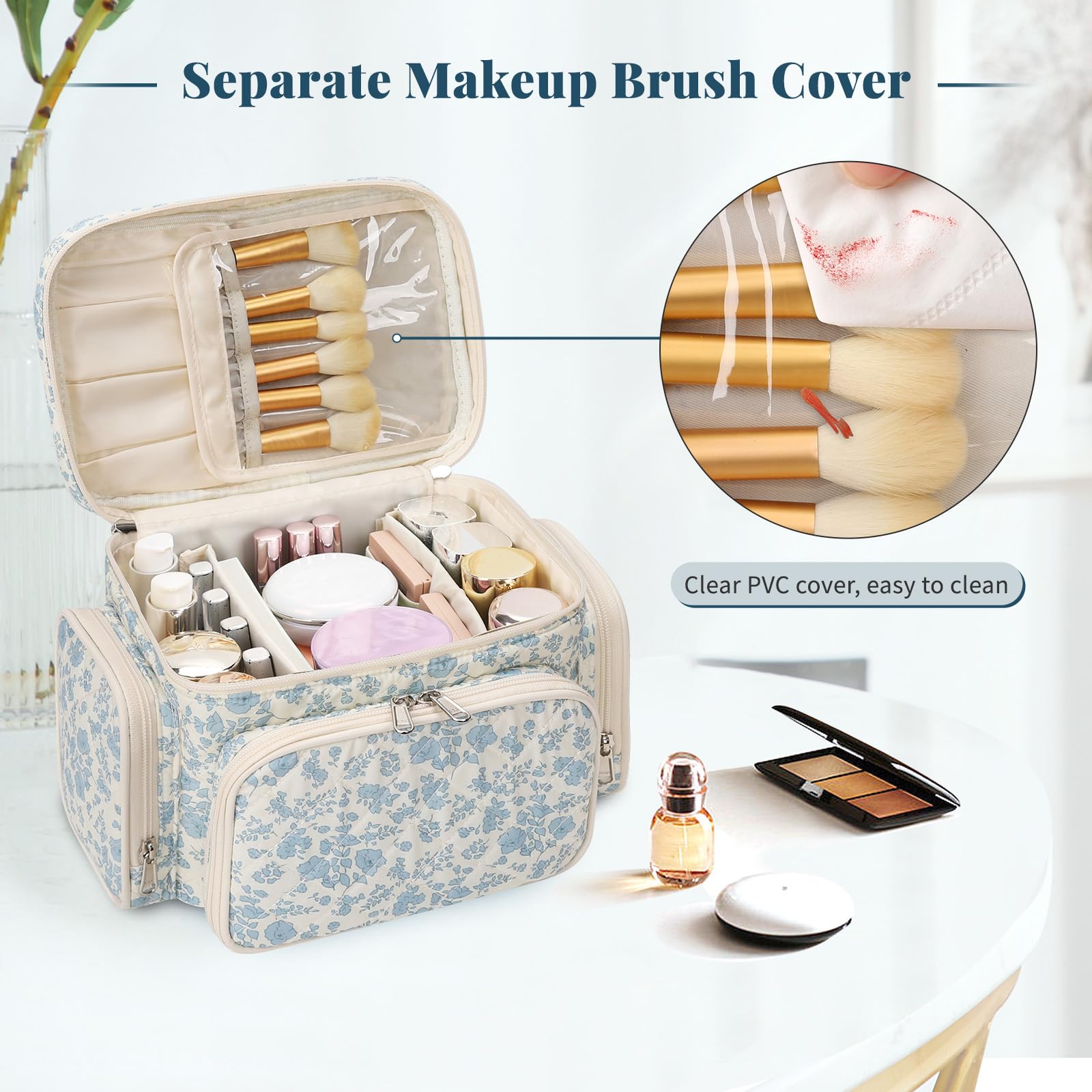 Bagmoly trousse maquillage coton poches latérales pour accessoires voyage.