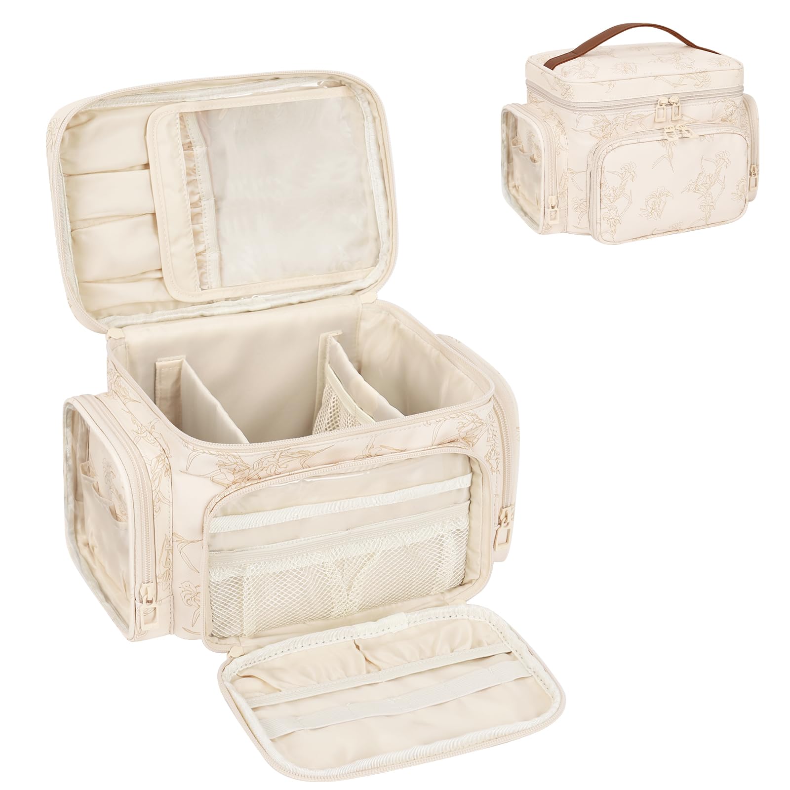 Bagmoly trousse maquillage en cuir PU résistant à l eau et anse.