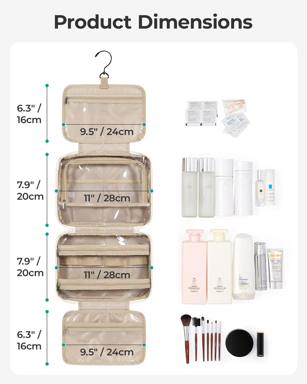 BAGSMART crochet 360 degrés et poignée pour accrocher.