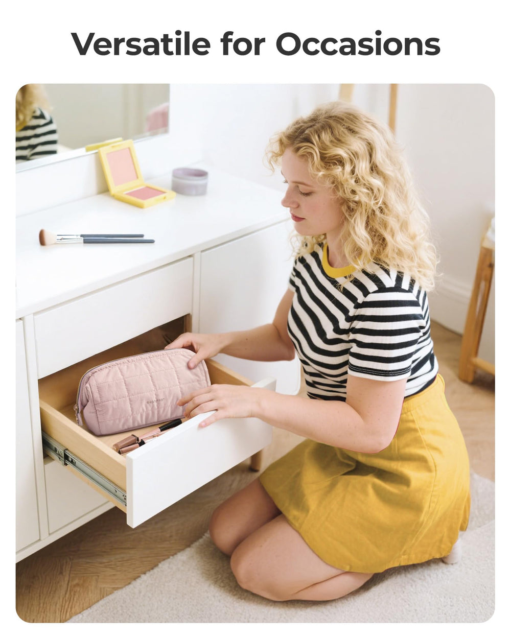 Design rose BAGSMART allie style et praticité pour votre routine beauté.