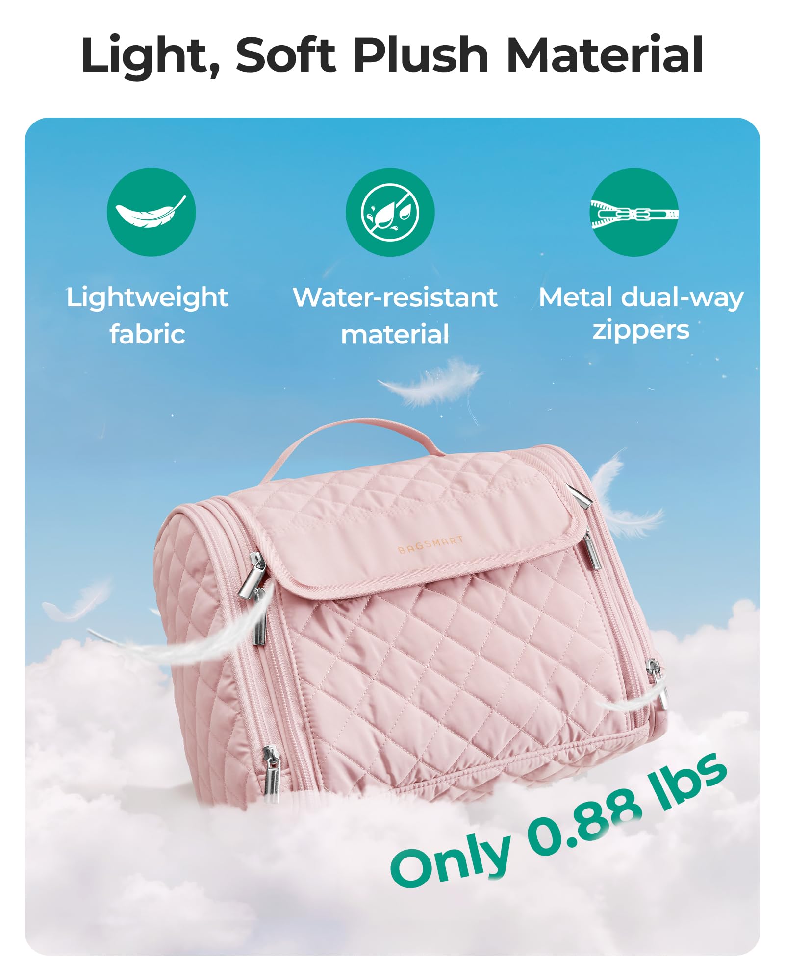 BAGSMART fermeture éclair fluide pour accès rapide et sûr.