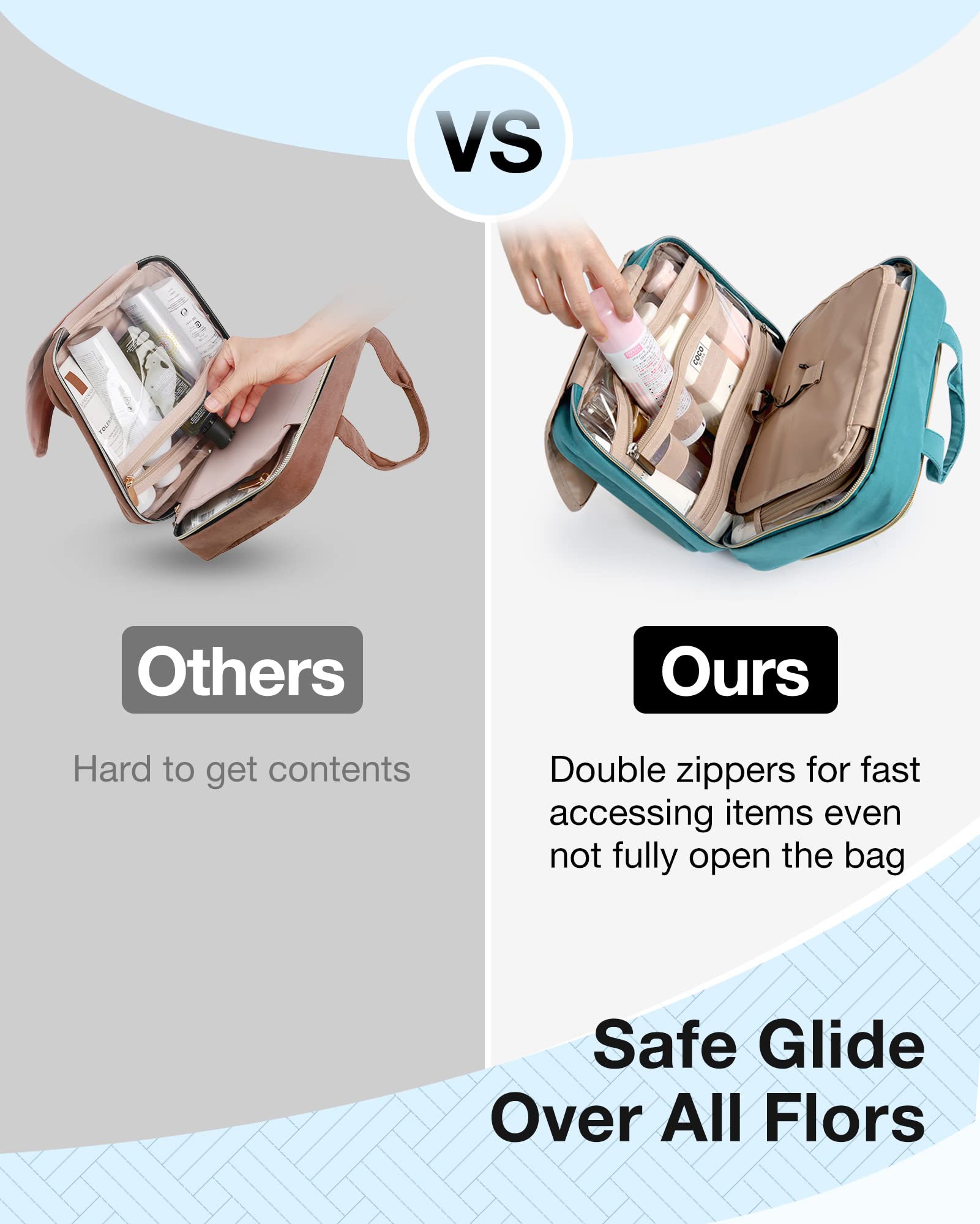 BAGSMART fermeture zippée double, accès rapide et pratique.