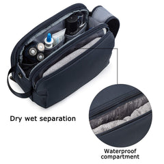 Fermetures doubles BagSmart, accès rapide et sécurisation des articles de toilette.