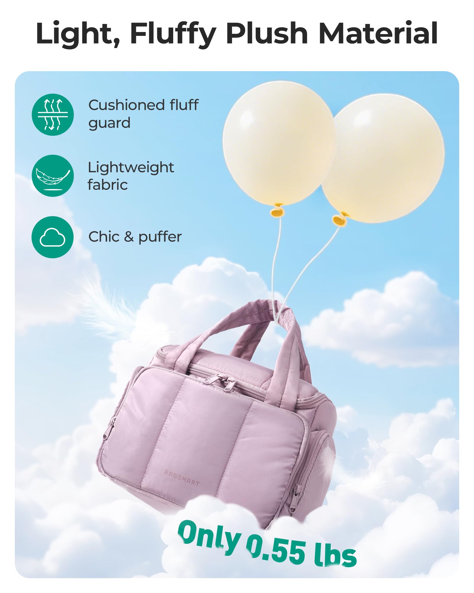 BAGSMART ouverture 180° et zips faciles d'accès pour charger rapidement.
