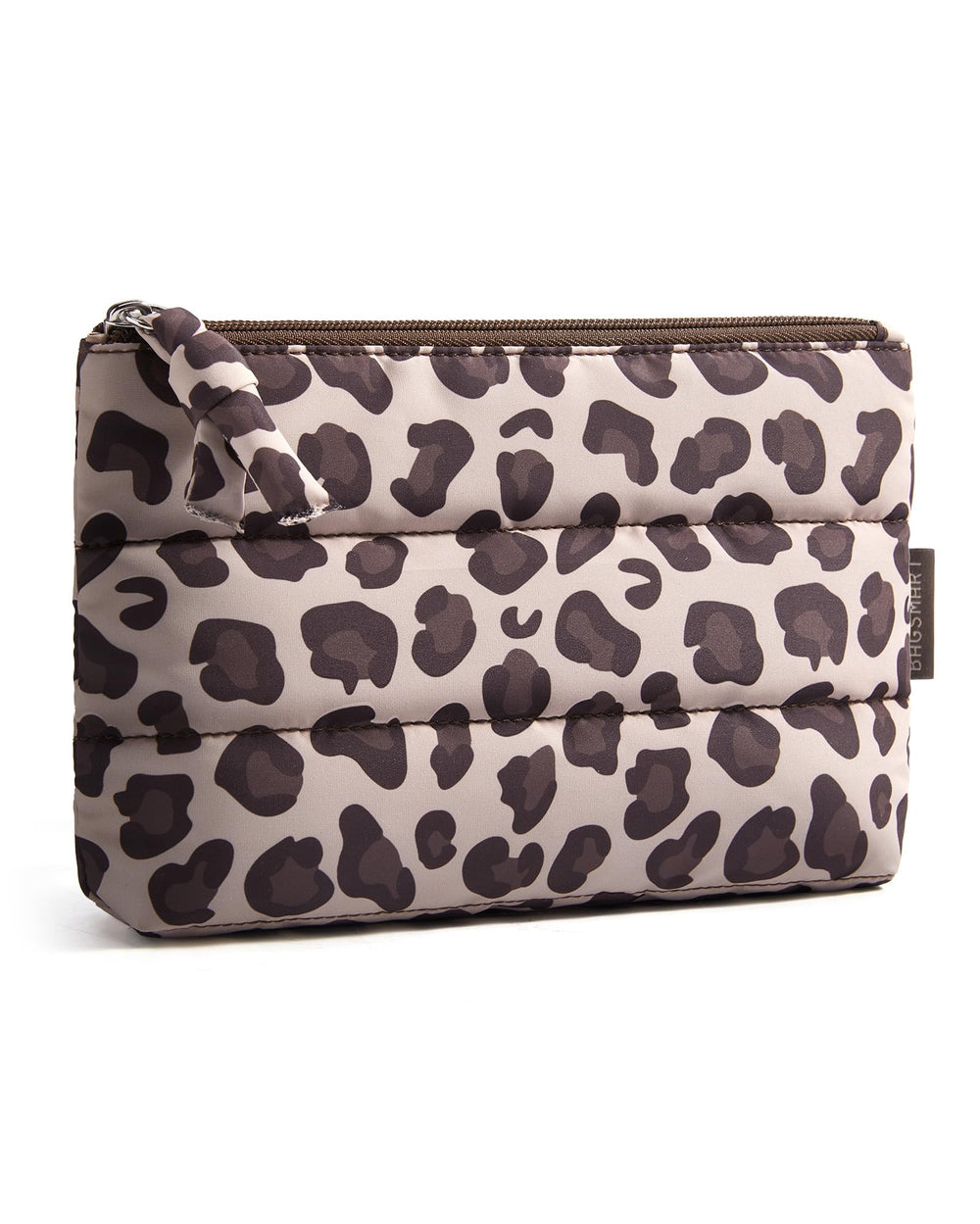 Trousse BAGSMART en imprimé léopard, rangement maquillage compact et pratique pour le voyage.