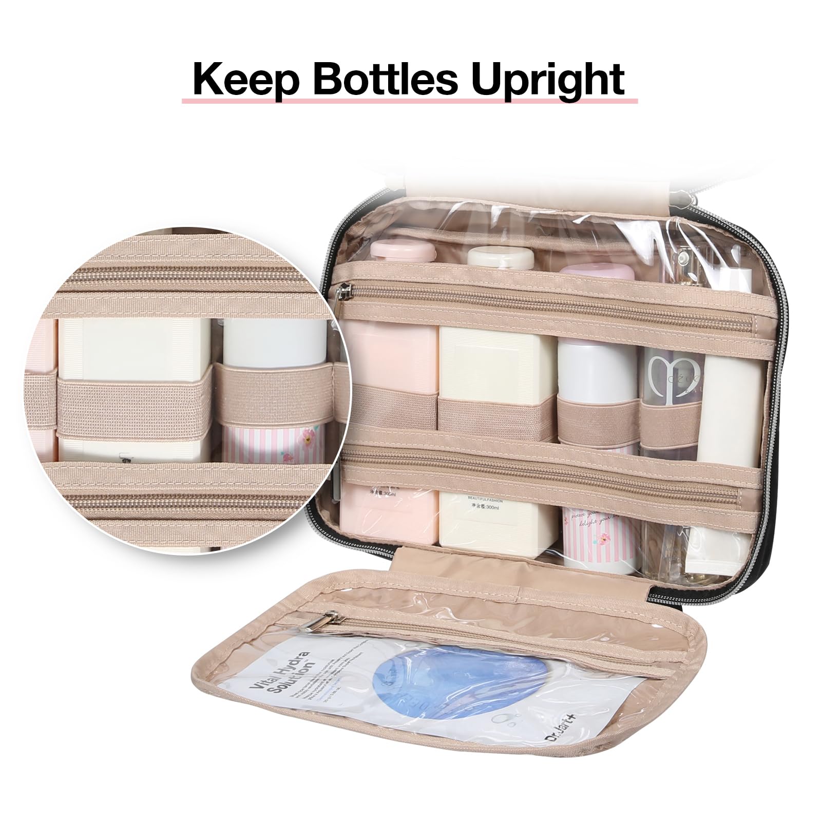 BAGSMART poches intérieures élastiques, bouteilles maintenues debout pour meilleure organisation